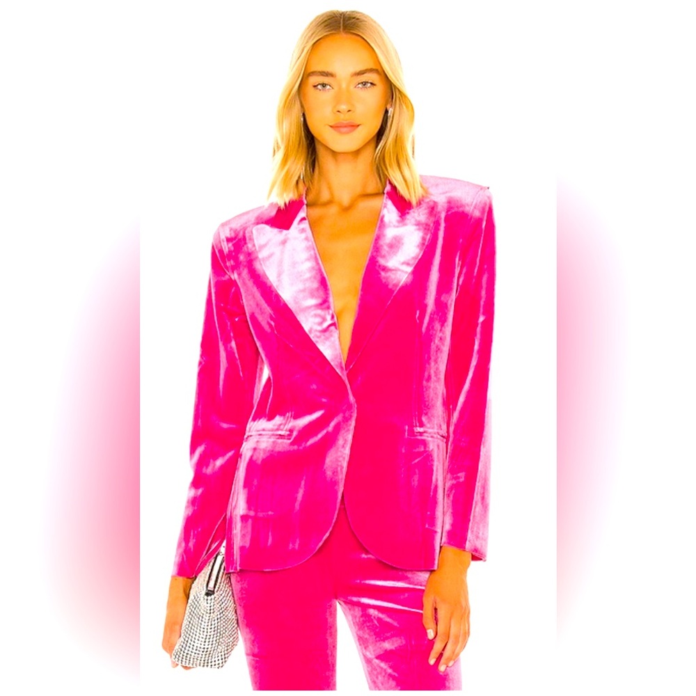 Norma Kamali stretch Velvet suit XS NWT rose (HOT PINK)